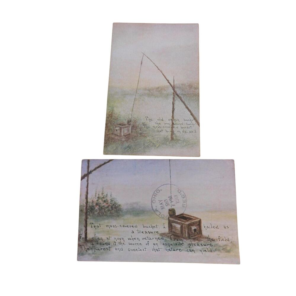 Postcards Vintage c1912-1913 Fishing Set of Two